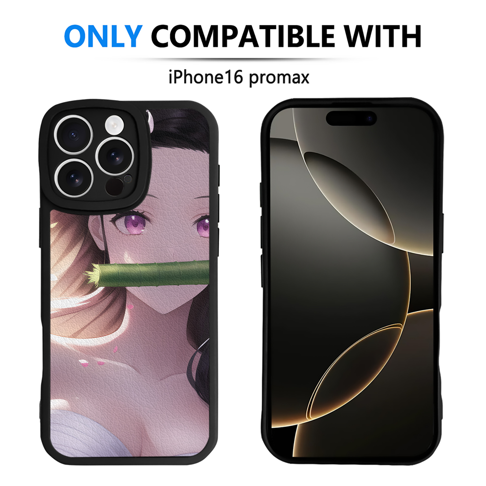（画像用） 鬼滅の刃（きめつのやいば）竈門 禰󠄀豆子／かまど ねずこ Kamado Nezuko 【iPhone 16シリーズ対応】シリコンスマホケース（レザー調） 材質：シリコン